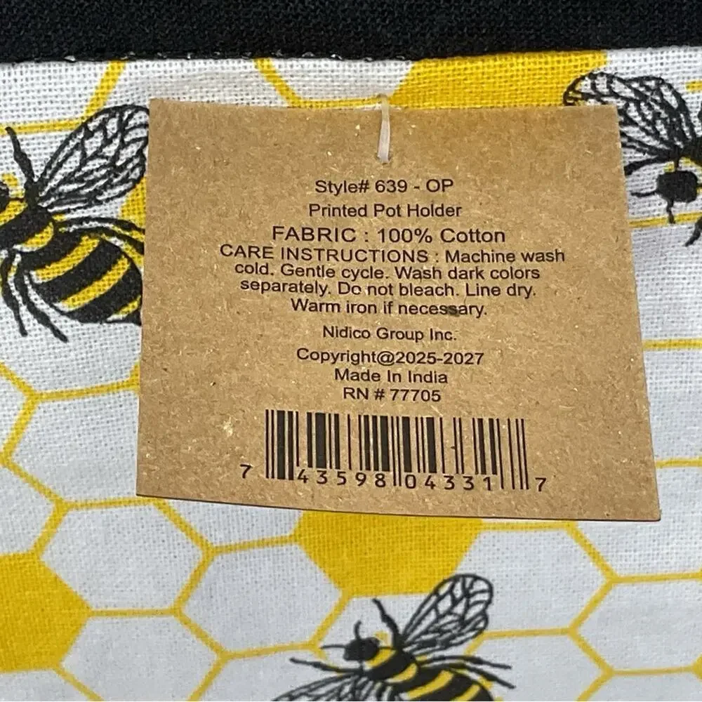 🐝 Bee Theme🐝 Farmhouse Kitchen 3 Pc Set Summer Dish Towel Oven Mitt Pot Holder